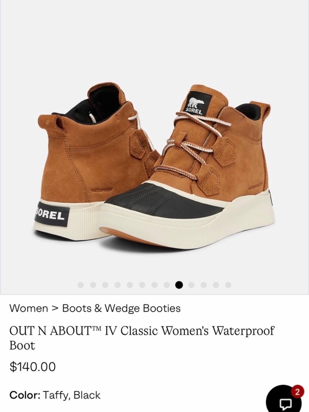 Sorel Taffy & Black Lace-Up Waterproof Ankle Boot